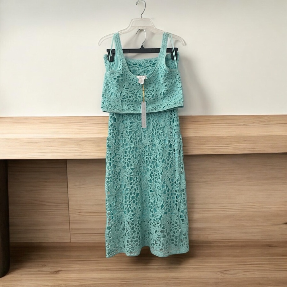 House of Harlow 1960 Aqua Lace Midi Dress